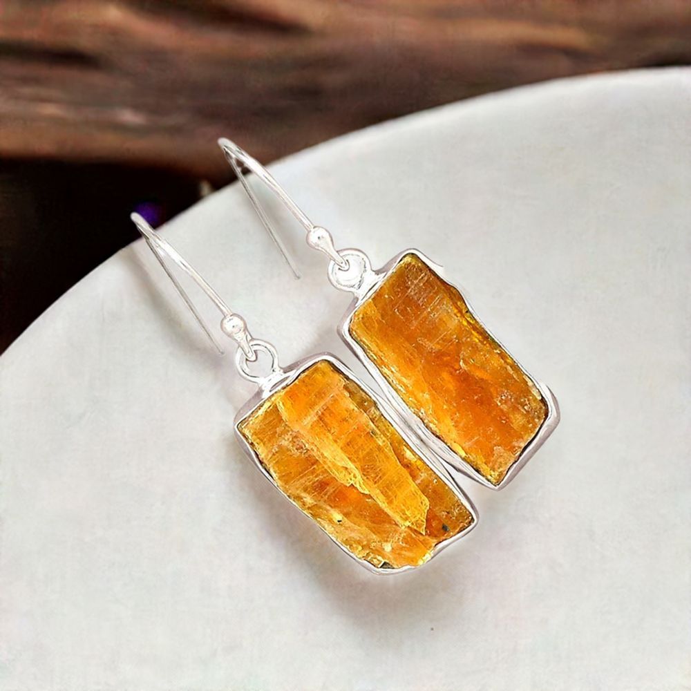 925 Sterling Silver Handmade Earrings In Honey Opal Gemstone Jewelry 925SE2329