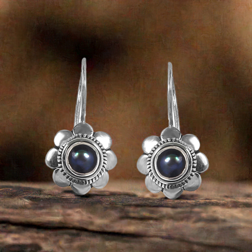 Semi Precious Pearl Gemstone Earrings In Solid 925 Silver 925SE233