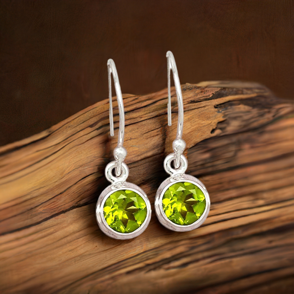 925 Sterling Silver Earrings In Genuine Peridot Gemstone 925SE2353