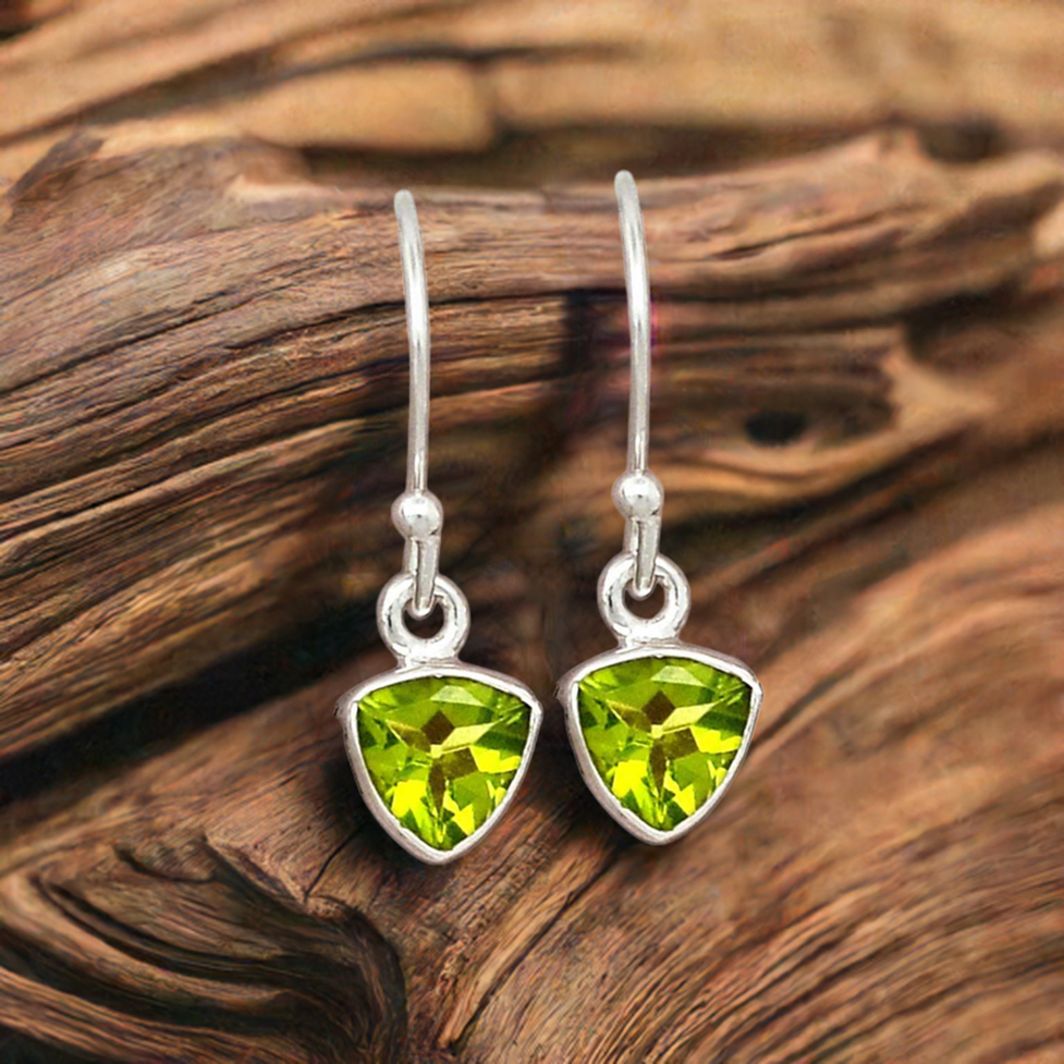 925 Sterling Silver Earrings In Genuine Peridot Gemstone 925SE2353_0