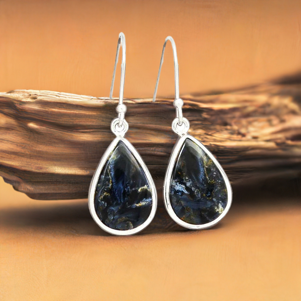 925 Sterling Silver Earrings In Genuine Pietersite Gemstone 925SE2362