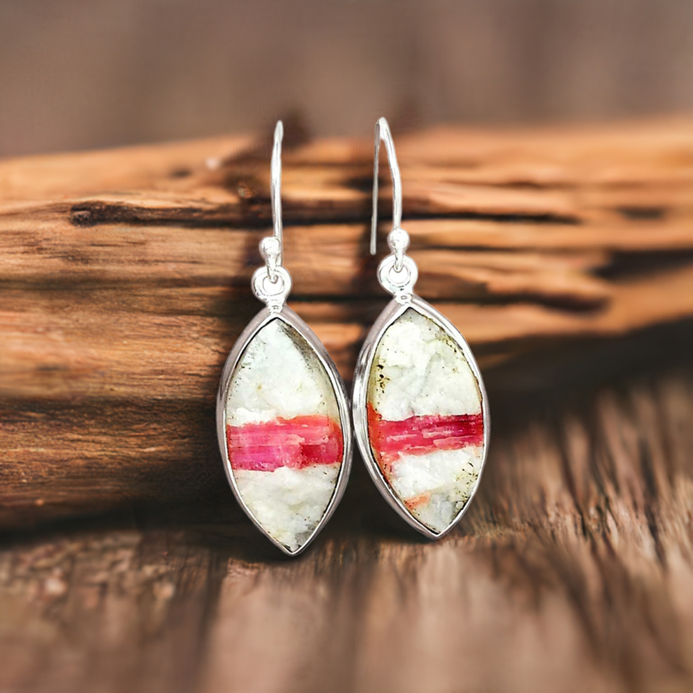 Natural Cinnabar Gemstone Earrings In 925 Sterling Silver Jewelry 925SE2369