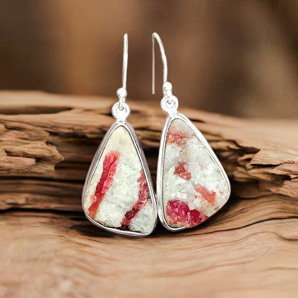 Natural Cinnabar Gemstone Earrings In 925 Sterling Silver Jewelry 925SE2369_0