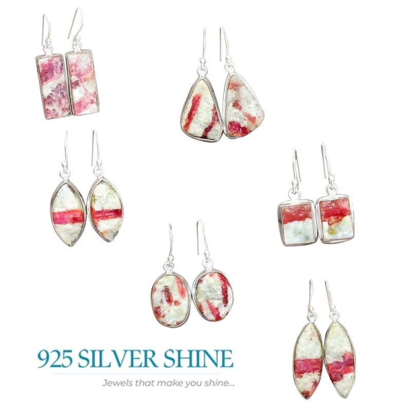 Natural Cinnabar Gemstone Earrings In 925 Sterling Silver Jewelry 925SE2369_8