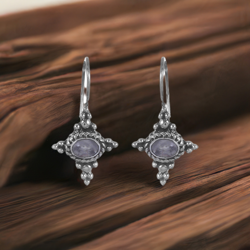 Rainbow Moonstone Earrings In Fine 925 Sterling Silver 925SE237