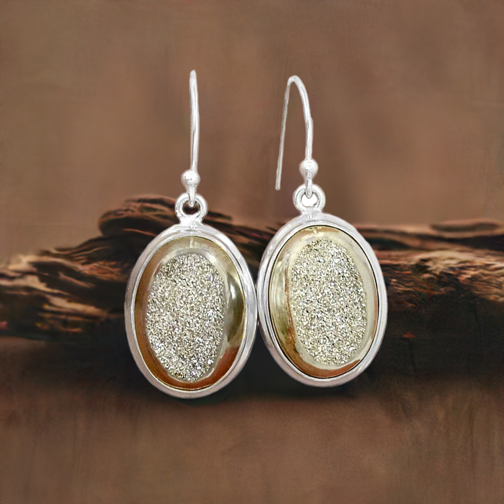 925 Sterling Silver Earrings In Druzy Gemstone Jewelry 925SE2375
