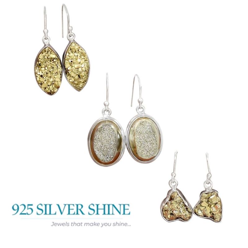925 Sterling Silver Earrings In Druzy Gemstone Jewelry 925SE2375_3