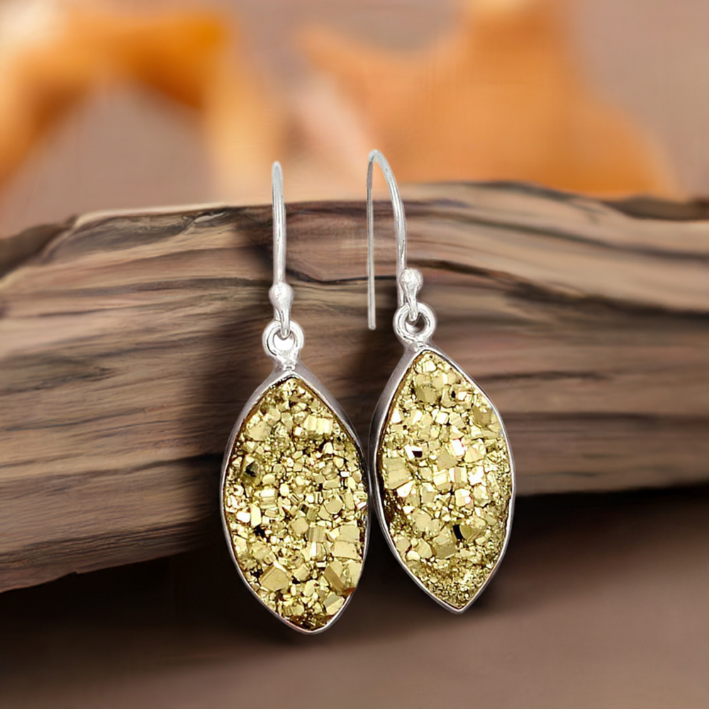 925 Sterling Silver Earrings In Druzy Gemstone Jewelry 925SE2376