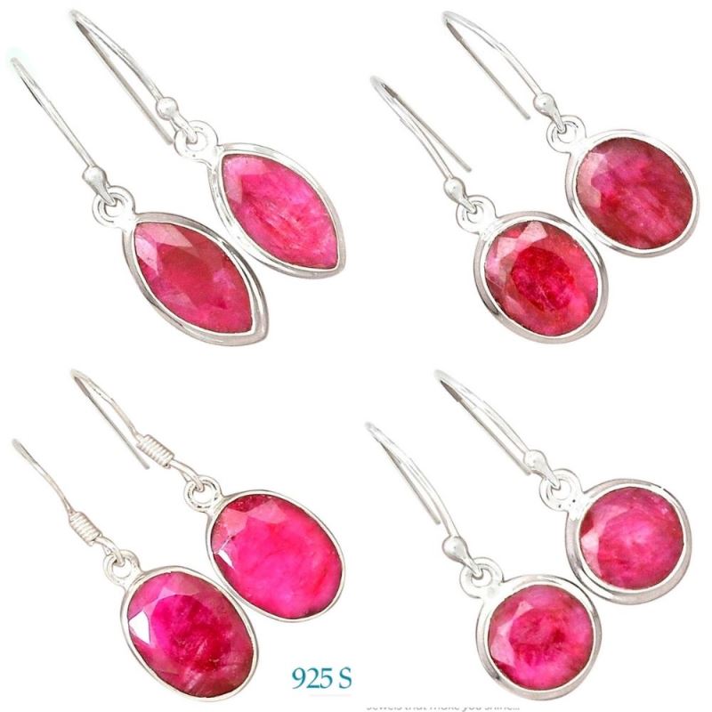 925 Sterling Silver Handmade Earrings In Dyed Ruby Gemstone Jewelry 925SE2392_6