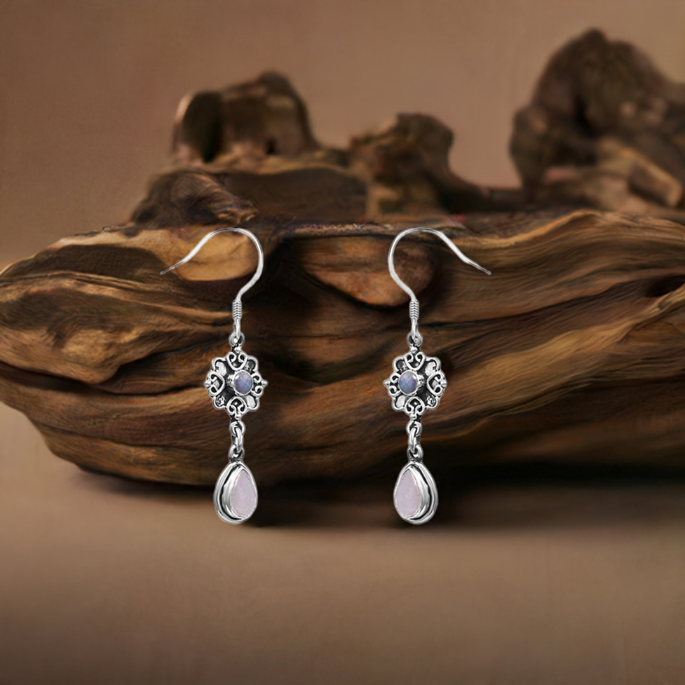 Natural Rainbow Moonstone Handmade Earring In 925 Sterling Silver 925SE24_0