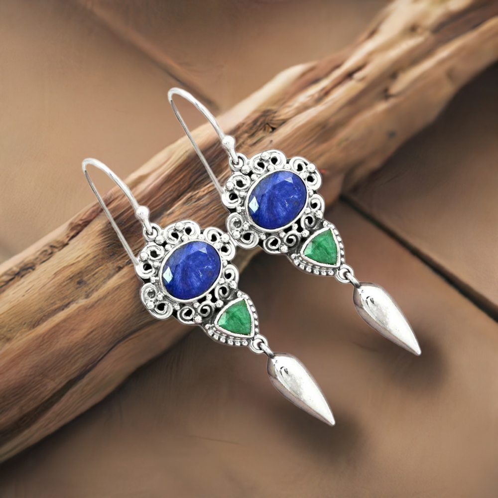 925 Sterling Silver Earrings In Natural Multi Gemstone 925SE2430