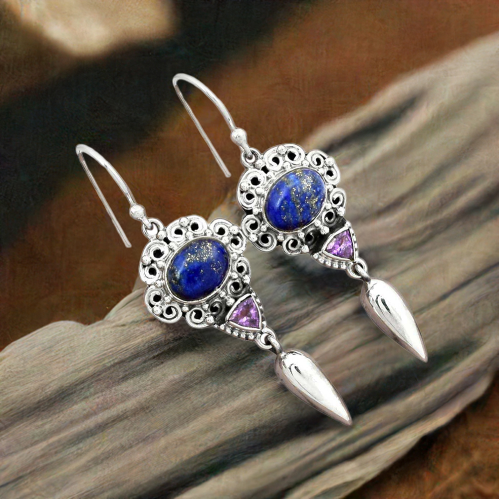 925 Sterling Silver Earrings In Semi Precious Multi Gemstone 925SE2431