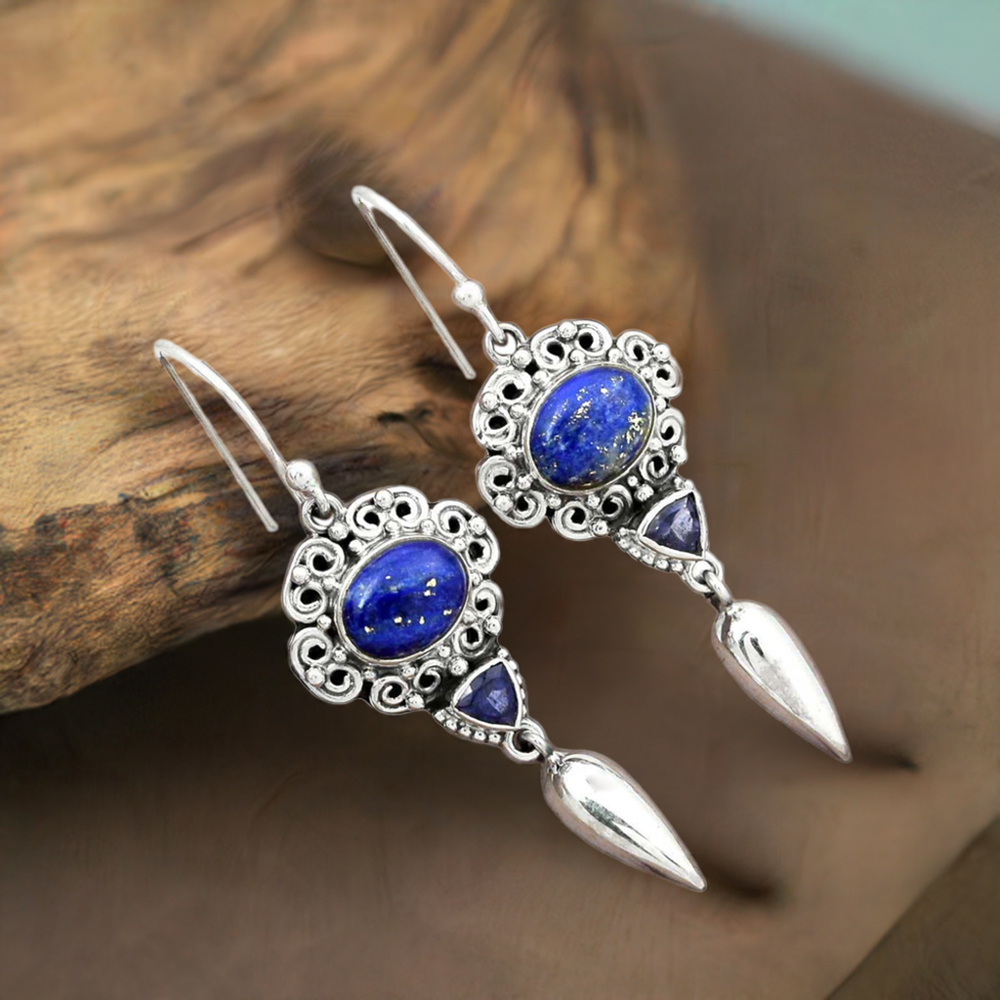 925 Sterling Silver Earrings In Genuine Multi Gemstone 925SE2432