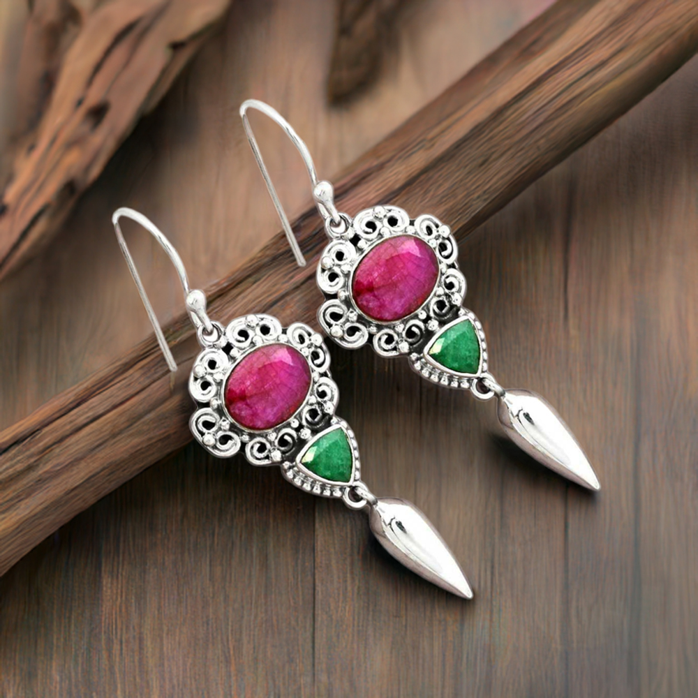925 Sterling Silver Earrings In Natural Multi Gemstone 925SE2433