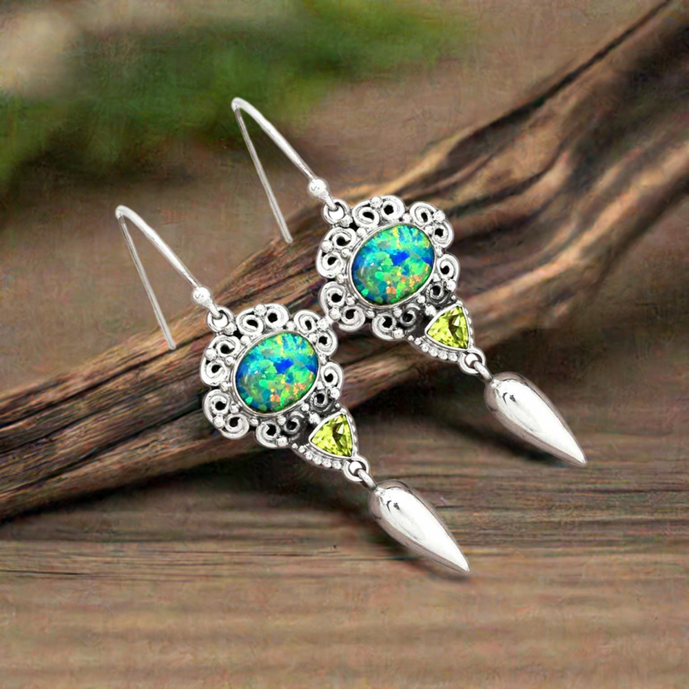 925 Sterling Silver Earrings In Genuine Multi Gemstone 925SE2435