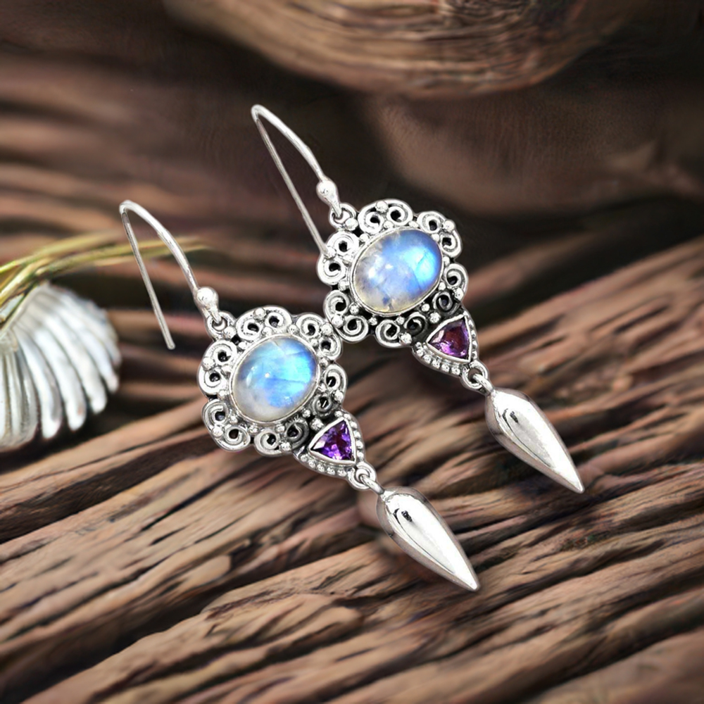 925 Sterling Silver Earrings In Genuine Multi Gemstone 925SE2438