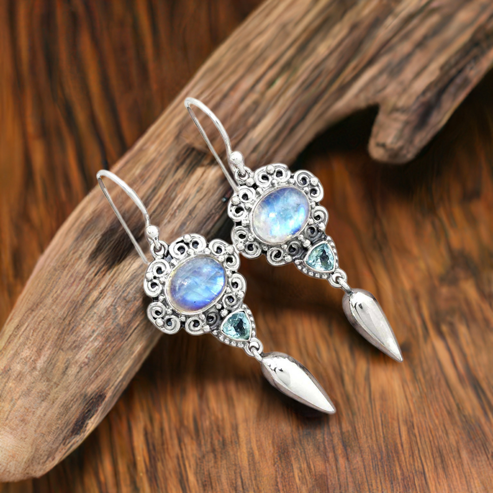 925 Sterling Silver Earrings In Natural Multi Gemstone 925SE2439
