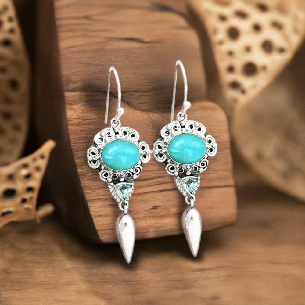 925 Sterling Silver Earrings In Semi Precious Multi Gemstone 925SE2440