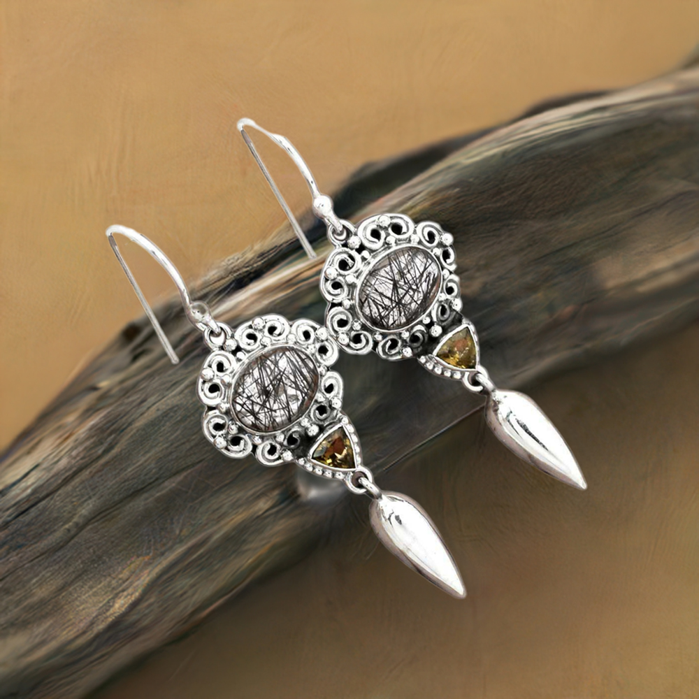 925 Sterling Silver Earrings In Genuine Multi Gemstone 925SE2441