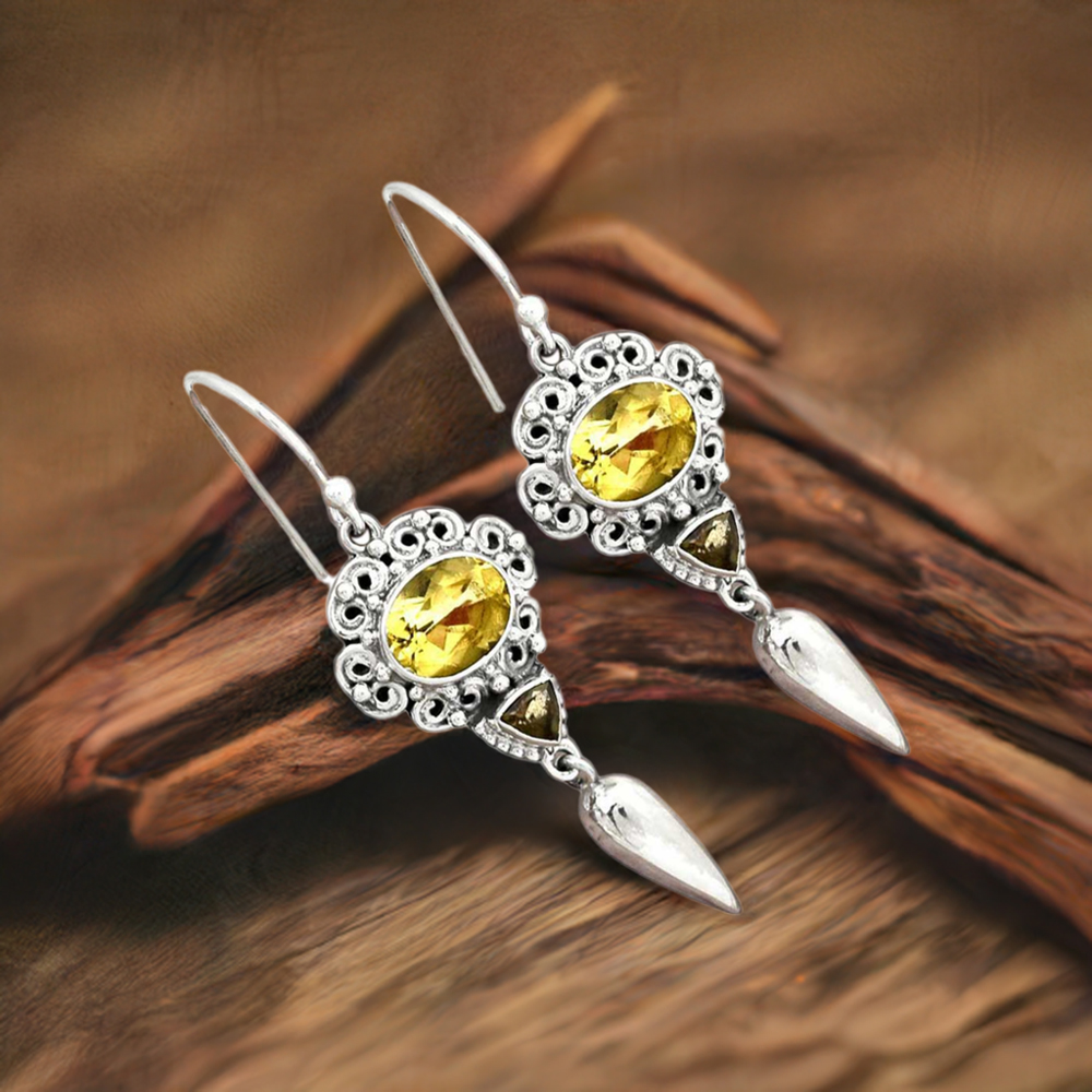 Semi Precious Multi Gemstone Earrings In 925 Sterling Silver Jewelry 925SE2443