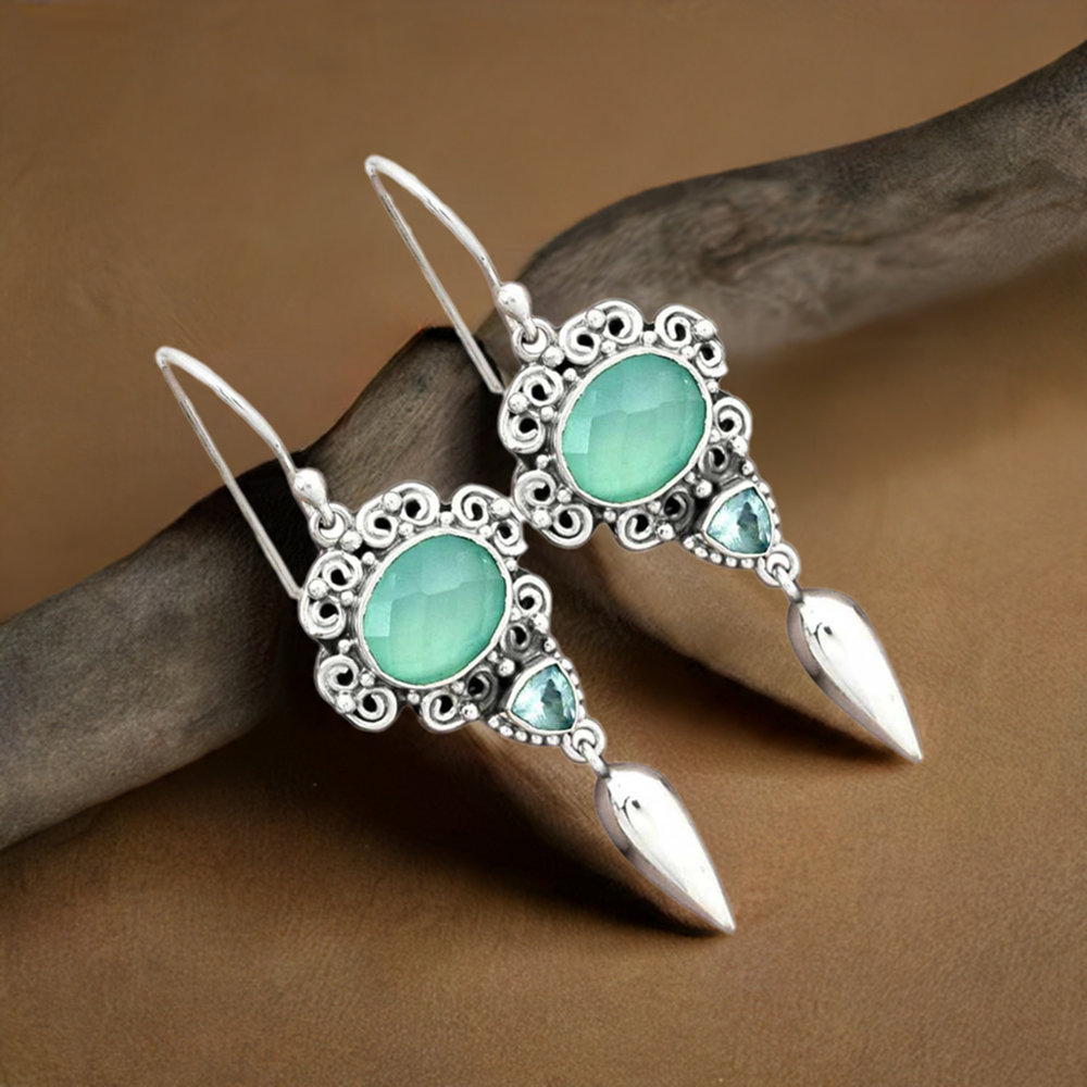 Natural Multi Gemstone Earrings In 925 Sterling Silver Jewelry 925SE2445