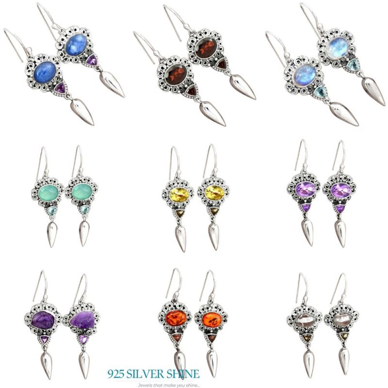 Semi Precious Smoky Quartz Gemstone Earrings In 925 Sterling Silver Jewelry 925SE2449_3