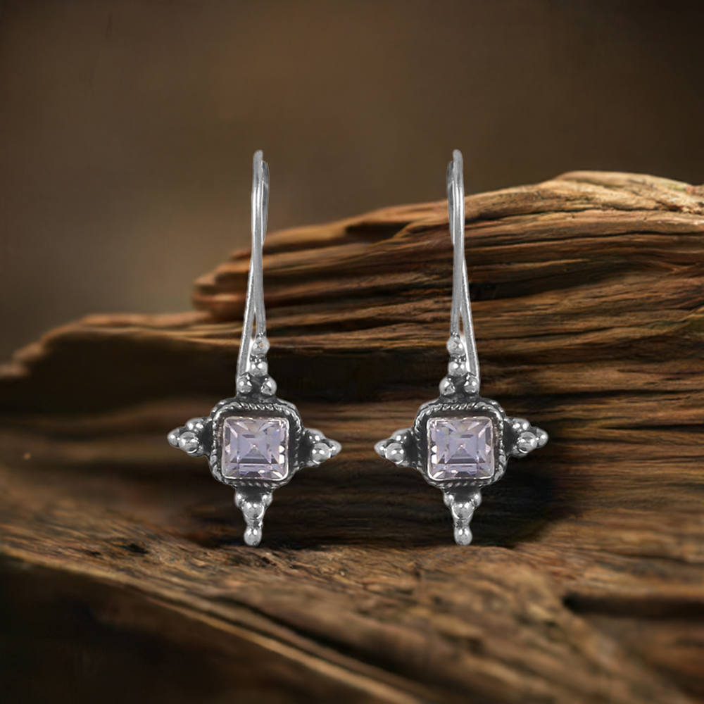 925 Sterling Silver Earrings In Semi Precious White Topaz Gemstone 925SE245