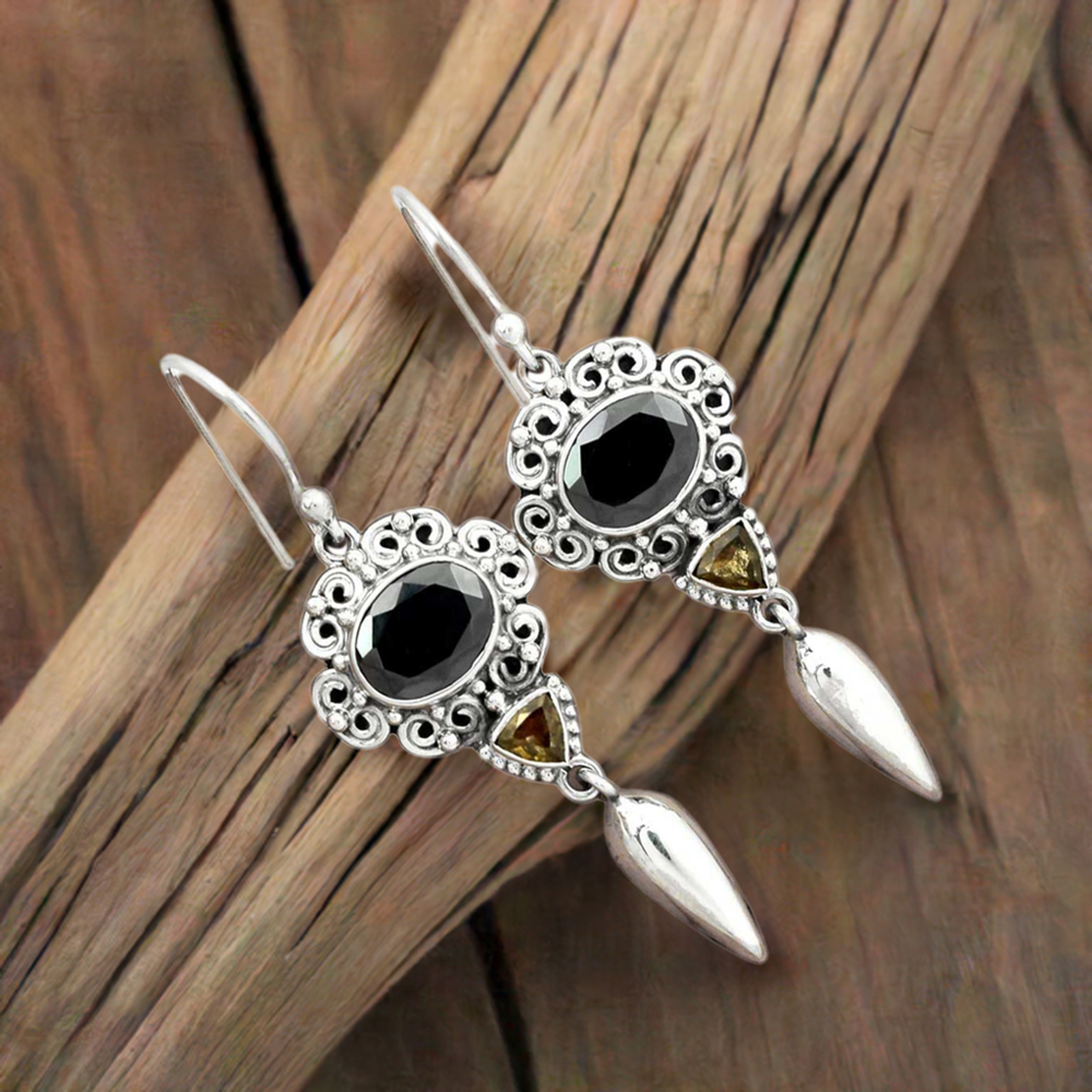 Genuine Multi Gemstone Earrings In 925 Sterling Silver Jewelry 925SE2450