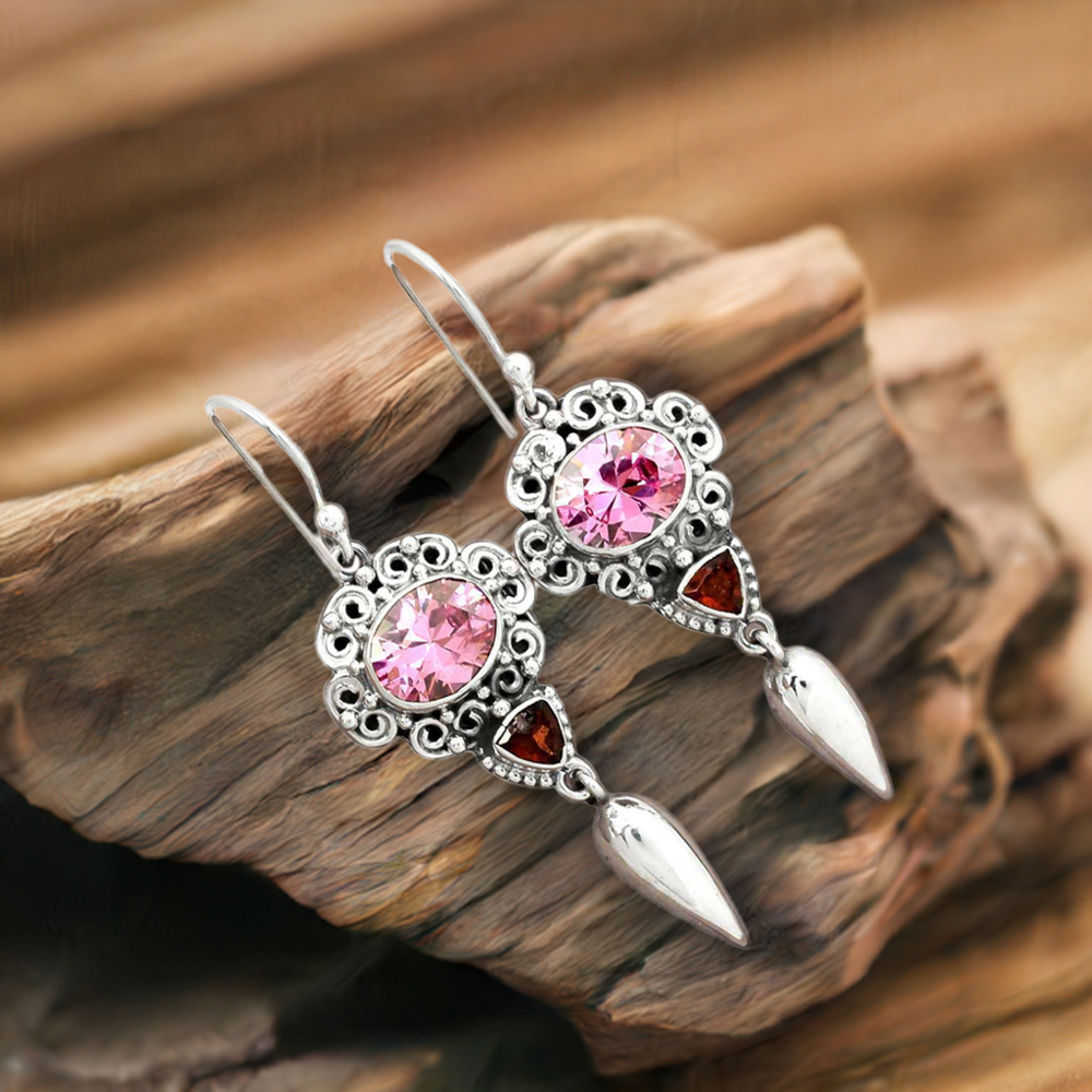 Natural Multi Gemstone Earrings In 925 Sterling Silver Jewelry 925SE2451