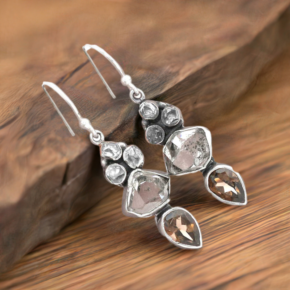 925 Sterling Silver Handmade Earrings In Multi Gemstone Jewelry 925SE2457