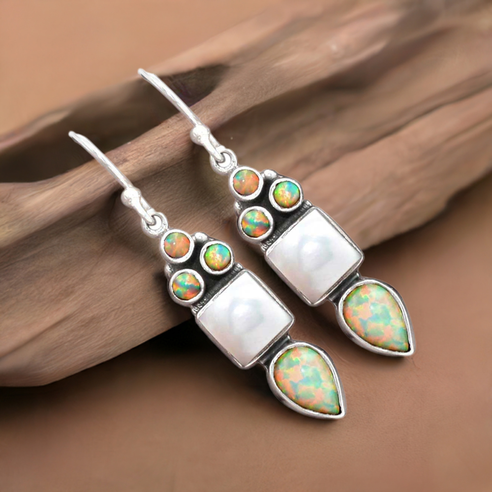 925 Sterling Silver Handmade Earrings In Multi Gemstone Jewelry 925SE2458