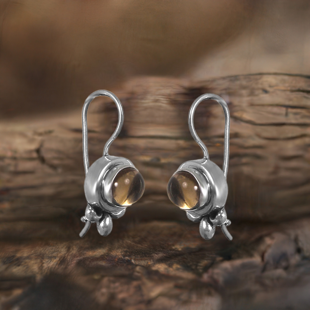 925 Sterling Silver Earrings In Genuine Citrine Gemstone 925SE246