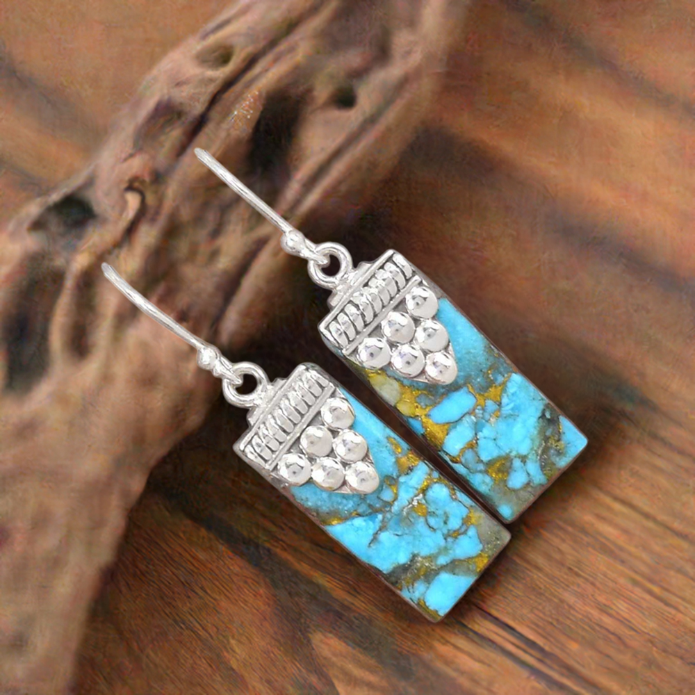 925 Sterling Silver Handmade Earrings In Cupper Turquoise Gemstone Jewelry 925SE2462