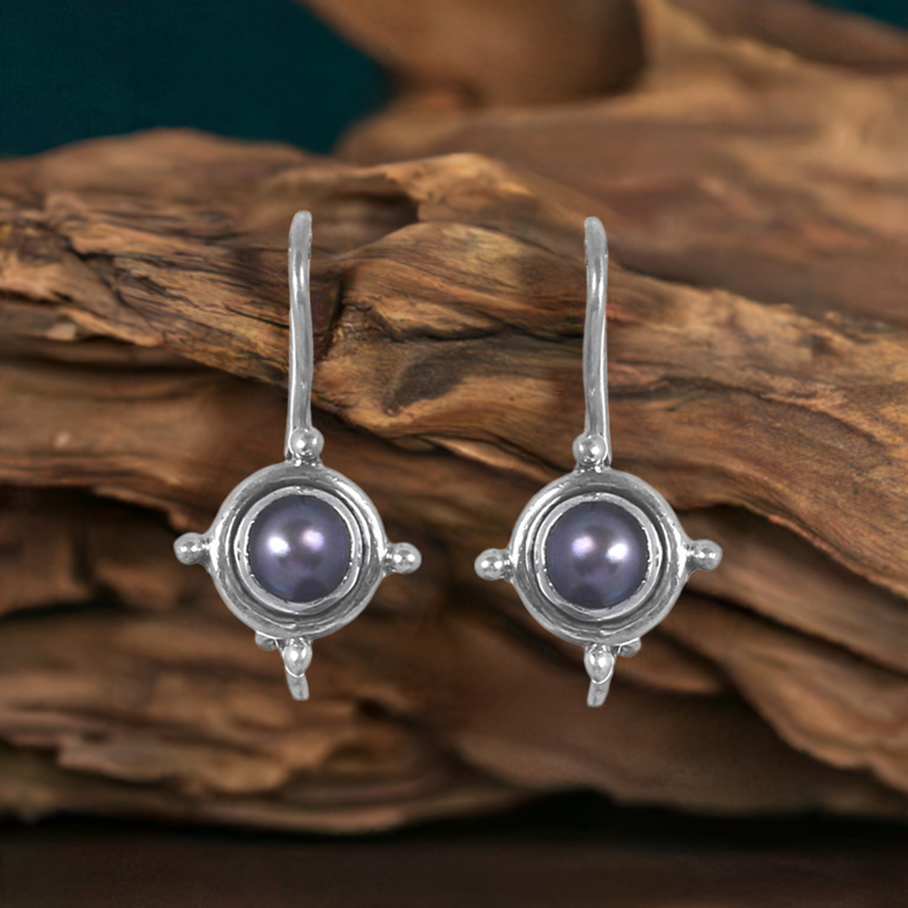 925 Sterling Silver Earrings In Semi Precious Pearl Gemstone 925SE248