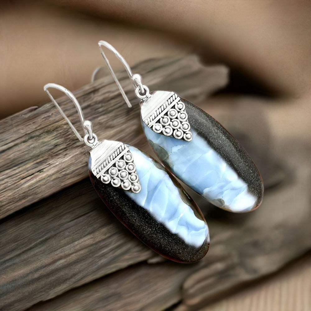 925 Sterling Silver Handmade Earrings In Jasper Gemstone Jewelry 925SE2480