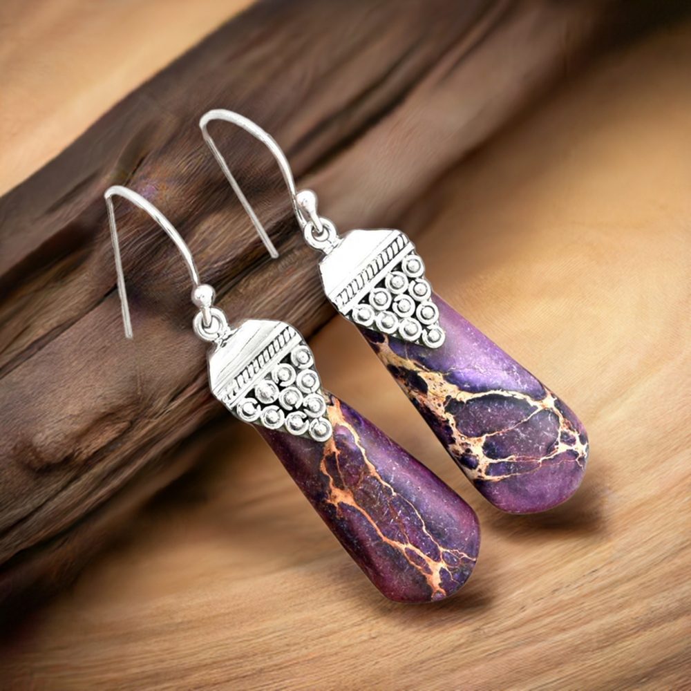 925 Sterling Silver Handmade Earrings In Copper Turquoise Gemstone Jewelry 925SE2482