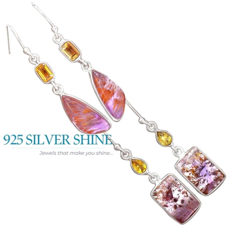 925 Sterling Silver Earrings In Genuine Multi Gemstone 925SE2490_3