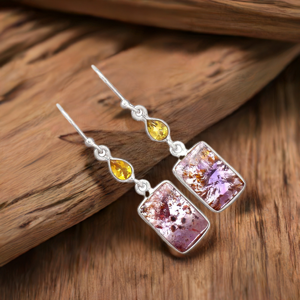 Fine 925 Sterling Silver Earrings In Semi Precious Multi Gemstone 925SE2495