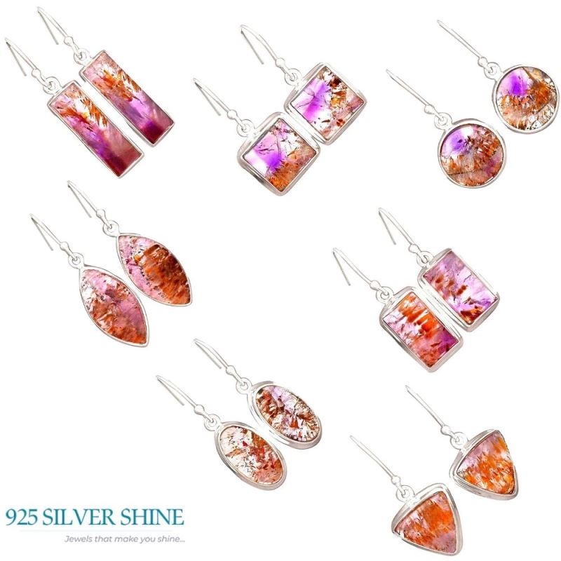 Natural Cacoxenite Gemstone Earrings In 925 Sterling Silver 925SE2497_8