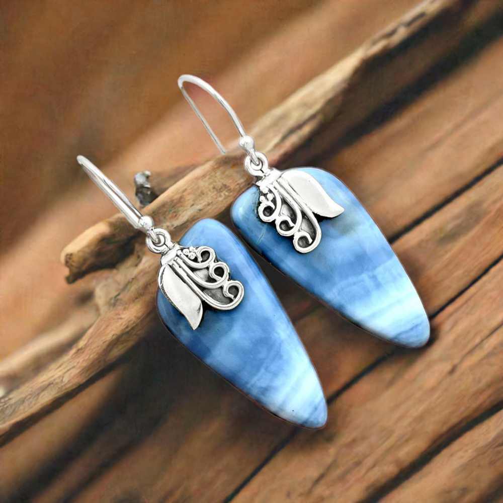 925 Sterling Silver Earrings In Natural Agate Gemstone 925SE2506