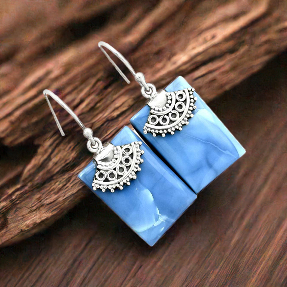 925 Sterling Silver Earrings In Natural Agate Gemstone 925SE2512