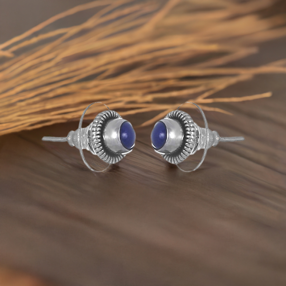 925 Sterling Silver Earrings In Genuine Lapis Lazuli Gemstone 925SE252