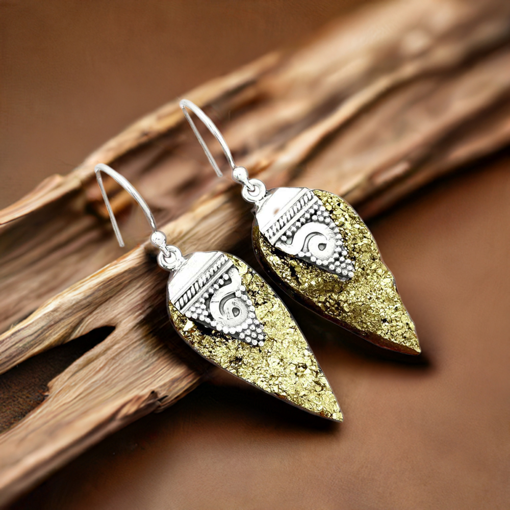 925 Sterling Silver Earrings In Genuine Druzy Gemstone 925SE2520