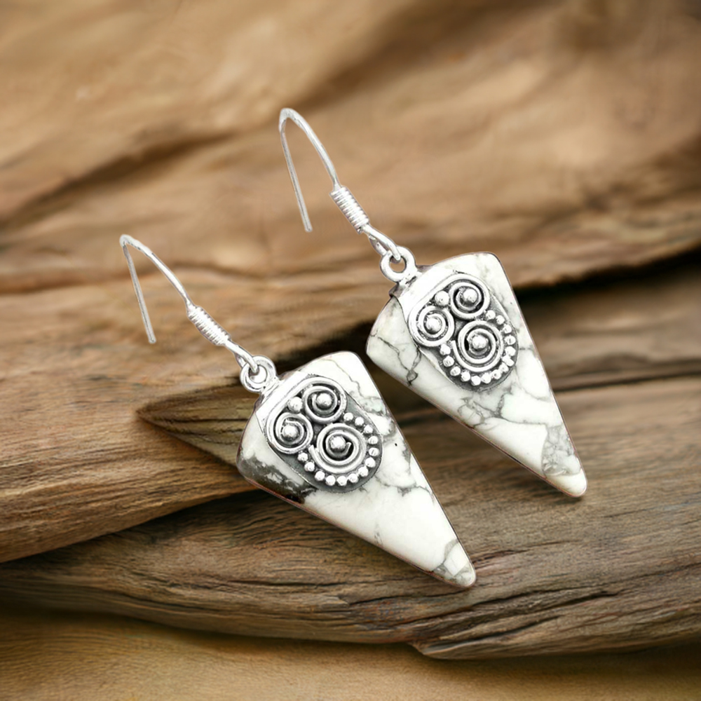 Natural Dendrite Opal Gemstone Earrings In 925 Sterling Silver Jewelry 925SE2527