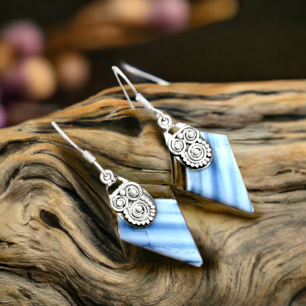 Genuine Agate Gemstone Earrings In 925 Sterling Silver Jewelry 925SE2529