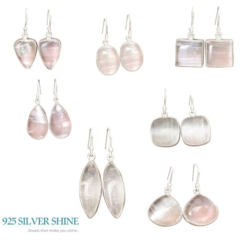 925 Sterling Silver Earrings In Calcite Gemstone Jewelry 925SE2544_10