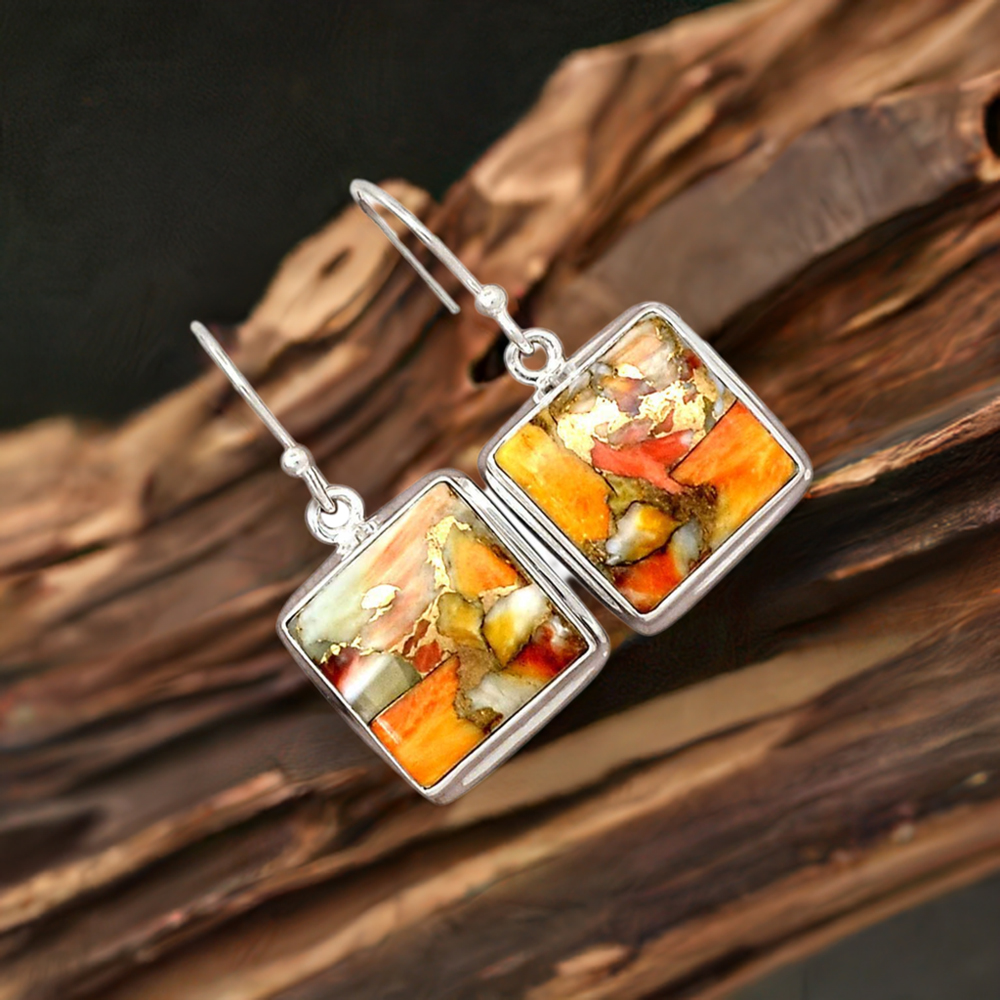 Solid 925 Silver Earrings In Natural Bumble Bee Gemstone 925SE2570