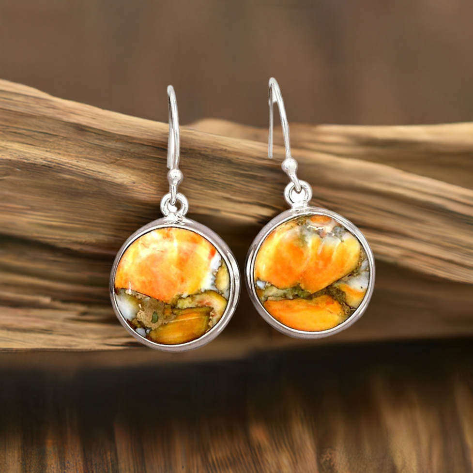 Solid 925 Silver Earrings In Natural Bumble Bee Gemstone 925SE2570_0