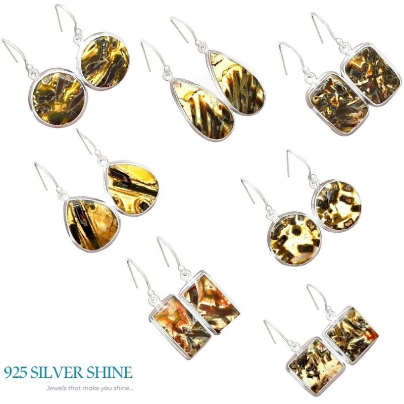 Semi Precious Montana Agate Gemstone Earrings In Fine 925 Sterling Silver 925SE2583_11