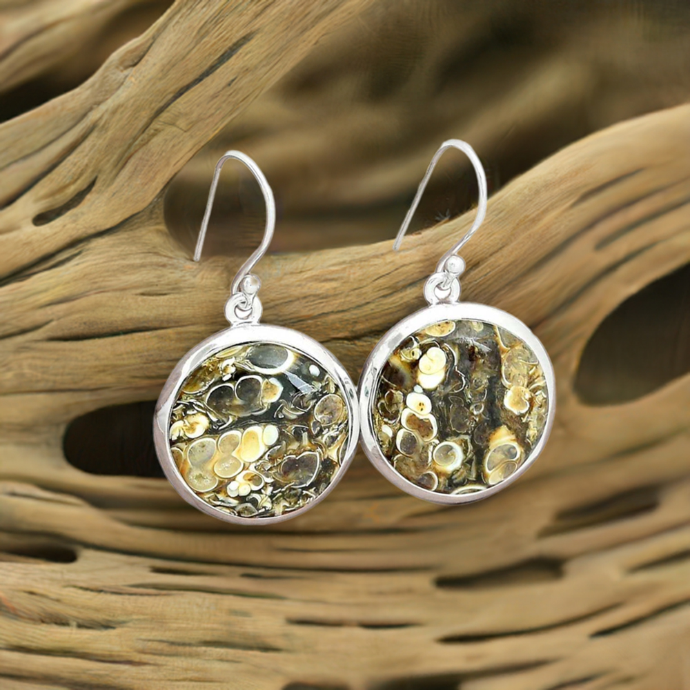 925 Sterling Silver Earrings In Natural Turtella Jasper Gemstone 925SE2594